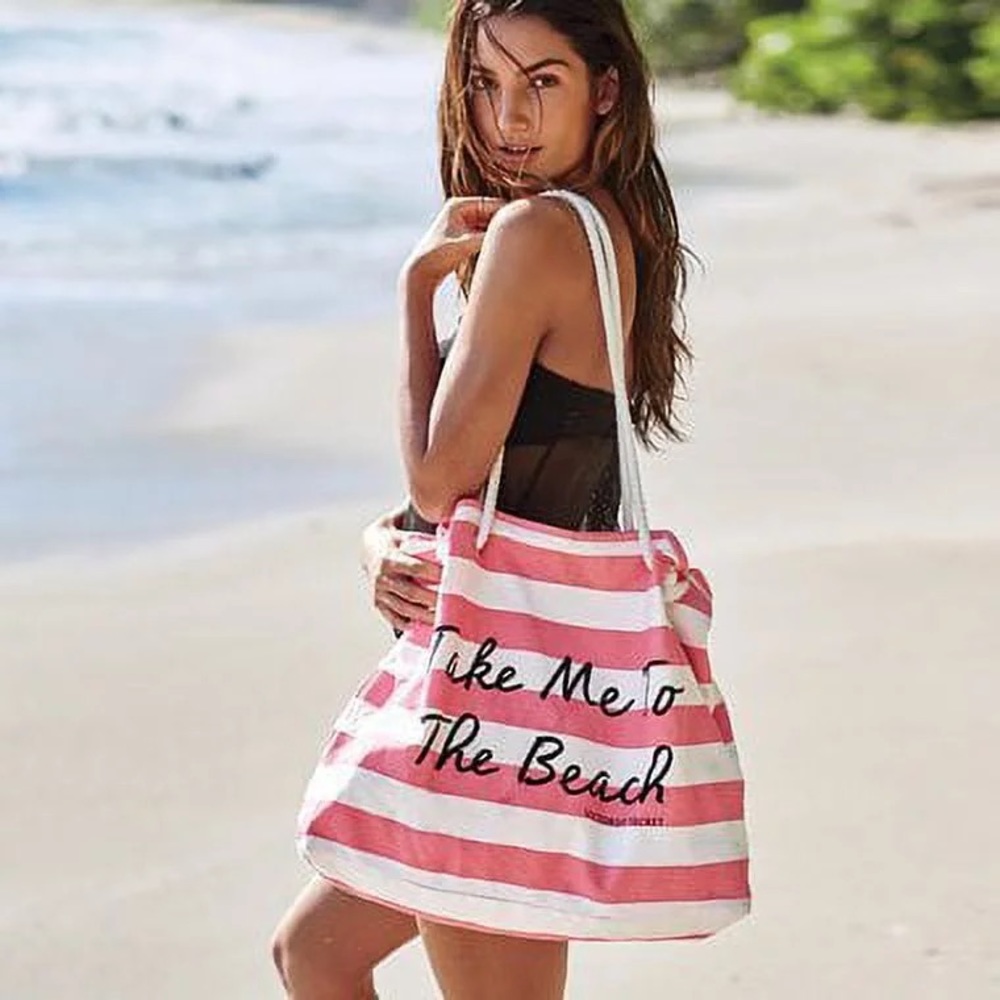 Victoria Secret Take Me To The Beach striped tote